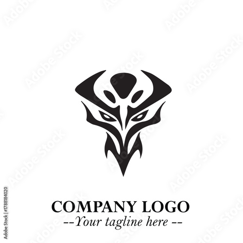 Head of Vampire Logo Symbol in Black on the White Background with Gothic Horror Vector Design