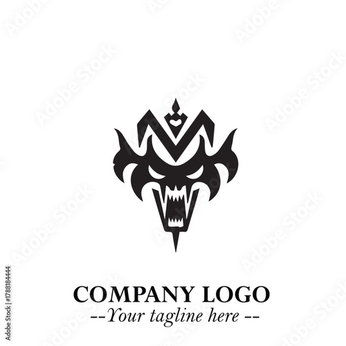 Head of Vampire Logo Symbol in Black on the White Background with Gothic Horror Vector Design