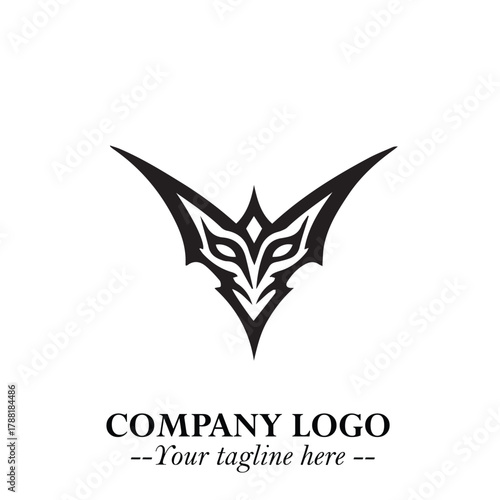 Head of Vampire Logo Symbol in Black on the White Background with Gothic Horror Vector Design
