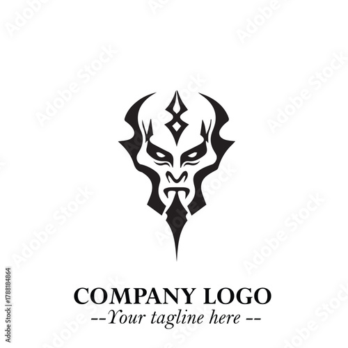 Head of Vampire Logo Symbol in Black on the White Background with Gothic Horror Vector Design
