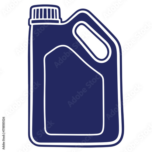 Blue fluid container with cap and handle perfect for automotive or industrial use in vector format and isolated on white background