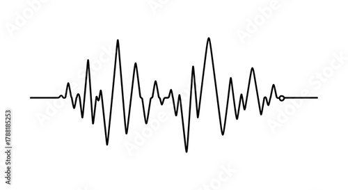 Abstract black sound wave graphic on white background  