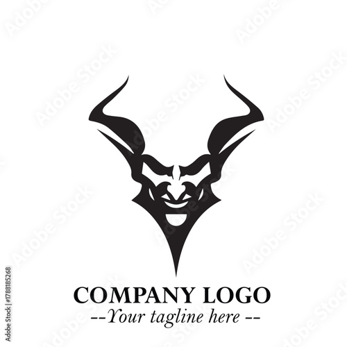 Head of Vampire Logo Symbol in Black on the White Background with Gothic Horror Vector Design