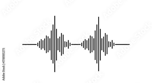 Sound wave graphic in black and white minimalist design  