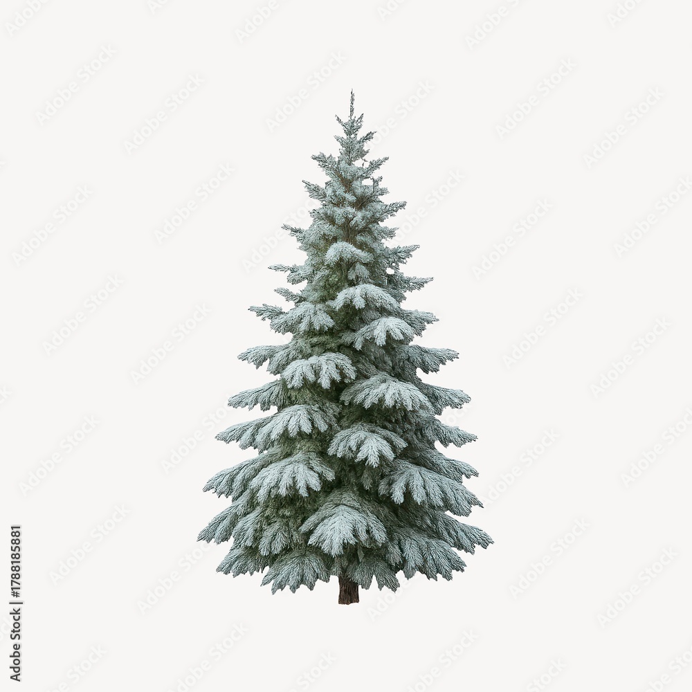 Obraz premium Snow-covered evergreen tree element.