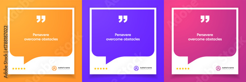 3D bubble testimonial banner, quote, infographic. Social media post template designs for quotes. Empty speech bubbles, quote bubbles and text box. Vector Illustration EPS10.