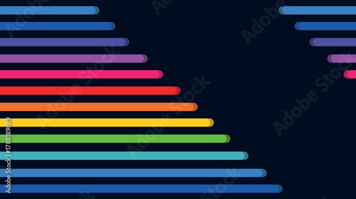Colorful abstraction of liquid rainbow spots, LGBT colors on a black background in the form of bright colored lines, colored pencils and paints, thick brushstrokes of paint, business schedule