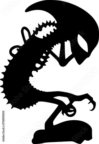 Alien face silhouette design for space exploration and fantasy theme