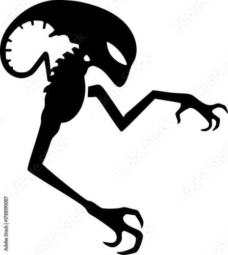 Alien head silhouette vector for futuristic and fantasy art