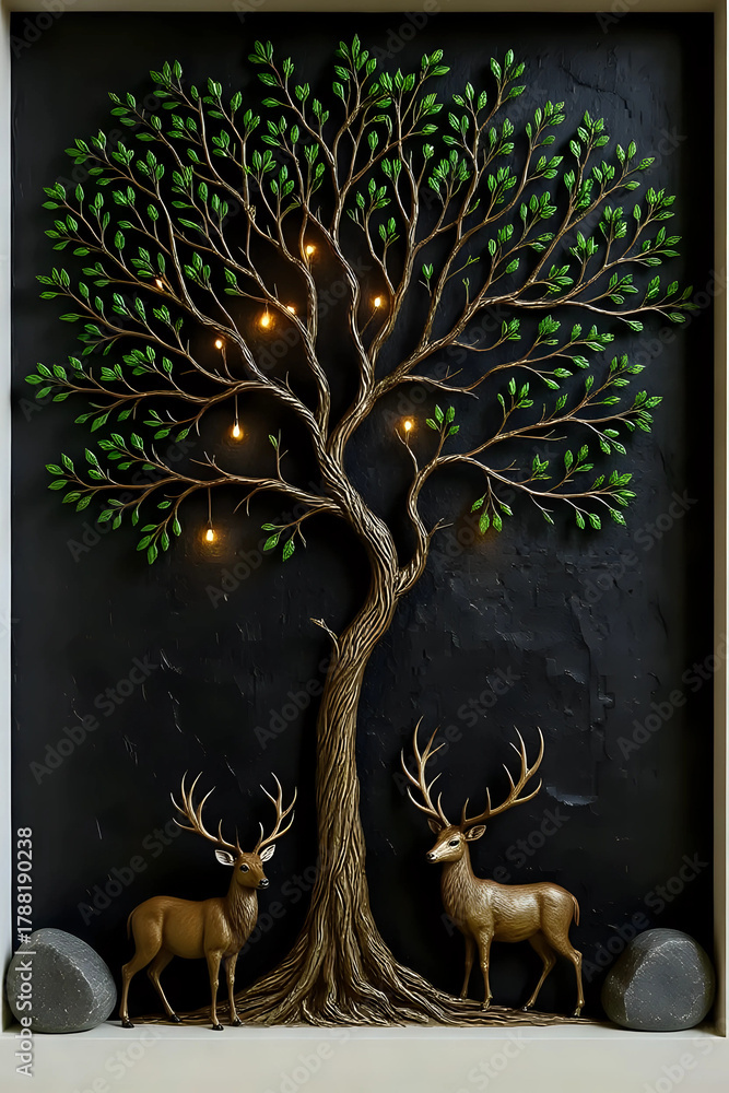 Naklejka premium Deer standing under a tree 