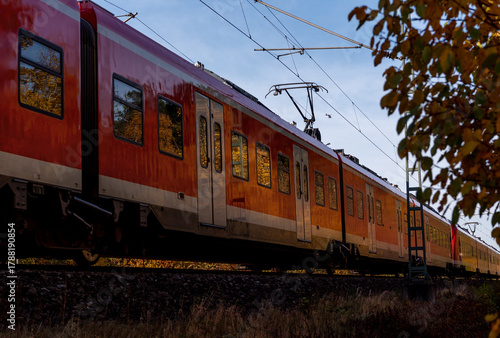 German passengers train traveling through nature near Nuremberg