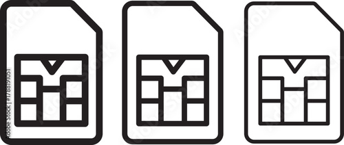 sim card icon thin flat outline style vector sign. mobile, phone, cellular, network, communication, technology, design, graphic, symbol, symbol.