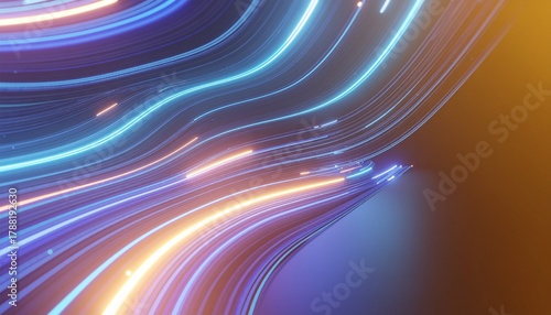 Abstract design illustration: render a holographic iridescent three-dimensional element shape in the background for glasses with gradient colours: blue, red.