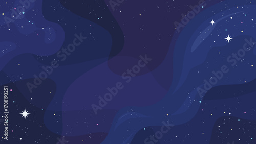 周囲に星を散りばめた宇宙空間をイメージした背景イラスト_16:9