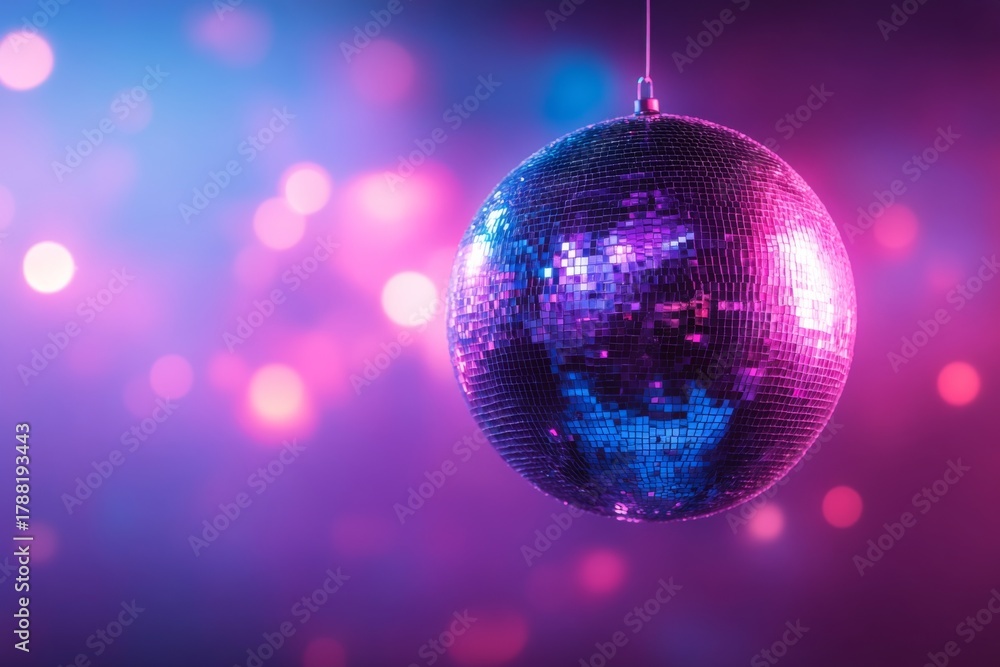 Fototapeta premium Purple Disco Ball With Soft Glow