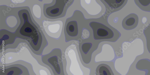 Abstract topographic map pattern with organic, flowing shapes in grayscale and dark indigo, highlighted by thin purple outlines, offering a textured and visually engaging background for digital art
