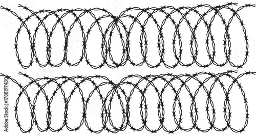 Silhouette barbed wire collection vector. Barbed Wire Security Fence .
