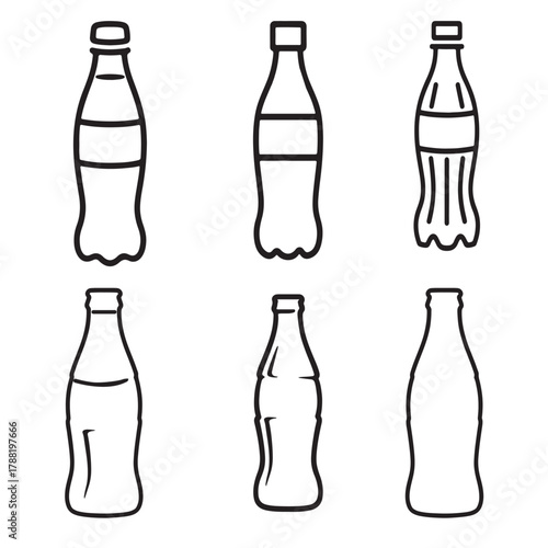 Coke bottle simple outline vector illustration minimalist line art design