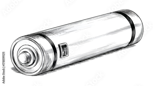 Professional Black and White Battery on White Background
