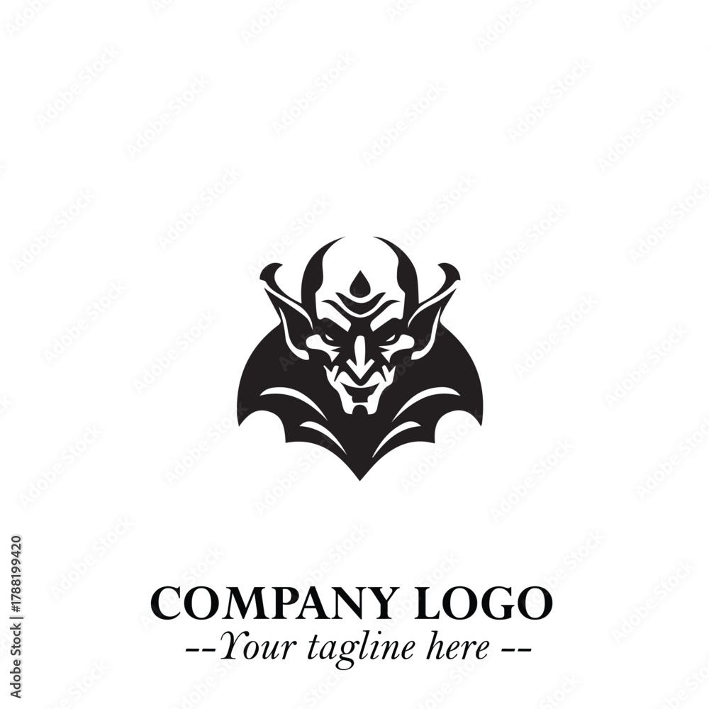 Obraz premium Head of Vampire Logo Symbol in Black on the White Background with Gothic Horror Vector Design