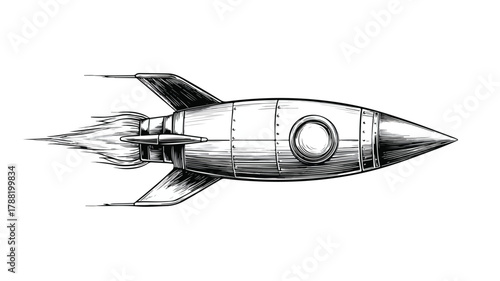 Black and White Rocket with Top Light - Professional Image for Projects