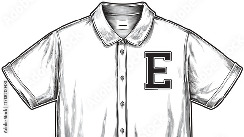 Stylish Black and White Shirt with Letter E Vector Design