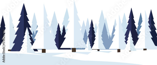 Winter forest snow landscape vector illustration