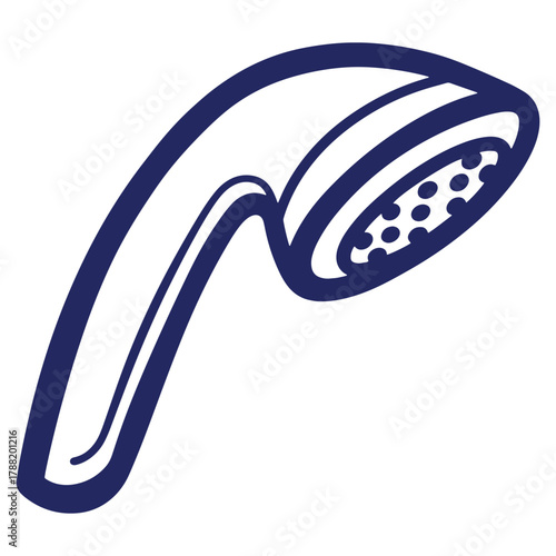 Modern handheld shower head vector icon for bathroom design and plumbing fixtures with contemporary style and refreshing water stream concept