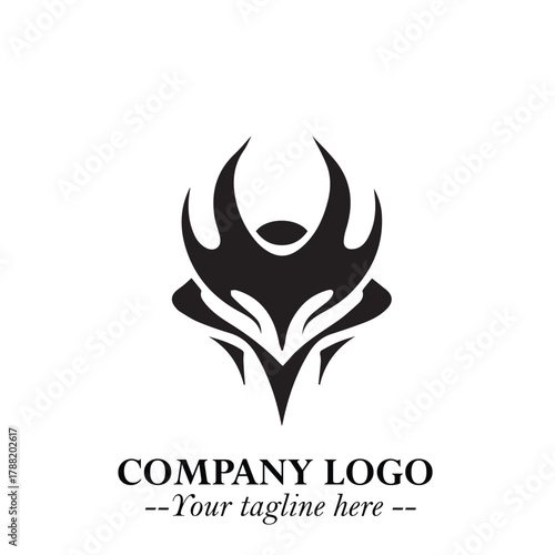 Head of Vampire Logo Symbol in Black on the White Background with Gothic Horror Vector Design
