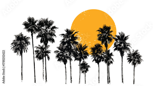 Serene Palm Tree Circle with Sunlight - Tropical Paradise Landscape