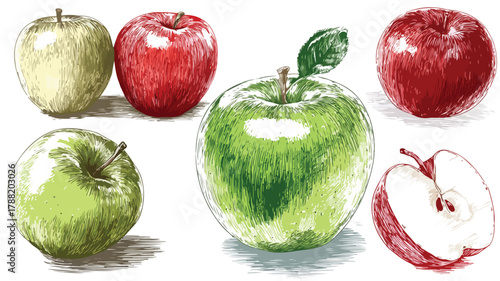 Variety of Apples in a Collection for Red Apple Comparison