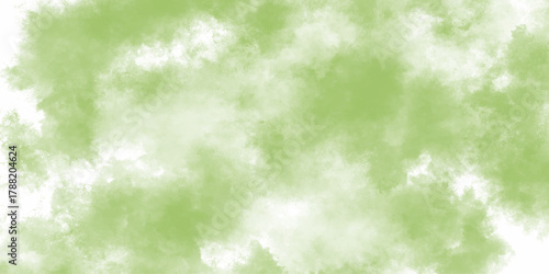 Light Green Water Color Texture Background. Abstract watercolor clouds pattern in green tones. Spring background with place for text.	