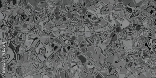 Intricate grayscale abstract pattern resembling a cracked ice or cellular structure with interconnected polygonal shapes and varying shades of gray
