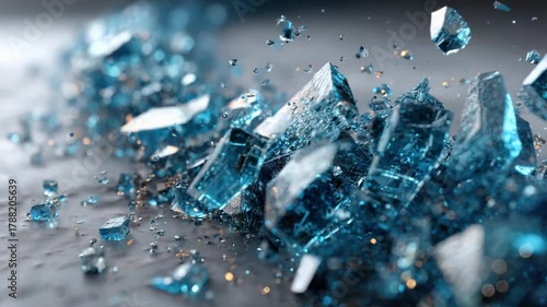 Shattered Teal Glass Fragments