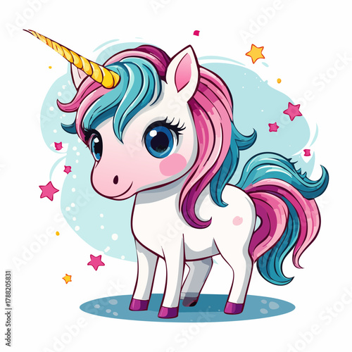 süßes Kleines Einhorn - Comic Cartoon Stil