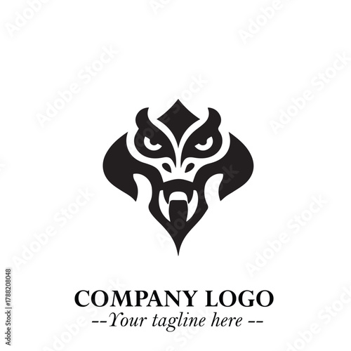Head of Vampire Logo Symbol in Black on the White Background with Gothic Horror Vector Design
