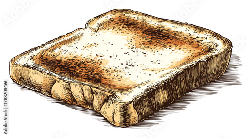 Crispy Toasted Bread Illustration on White Background Vector