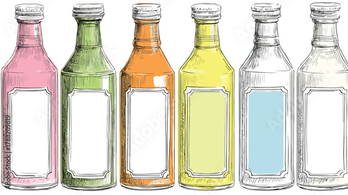 Colorful Bottles with Various Labels Vector Illustration for Professional Use