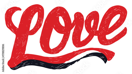 Heart with Love Word Vector Outline Isolated