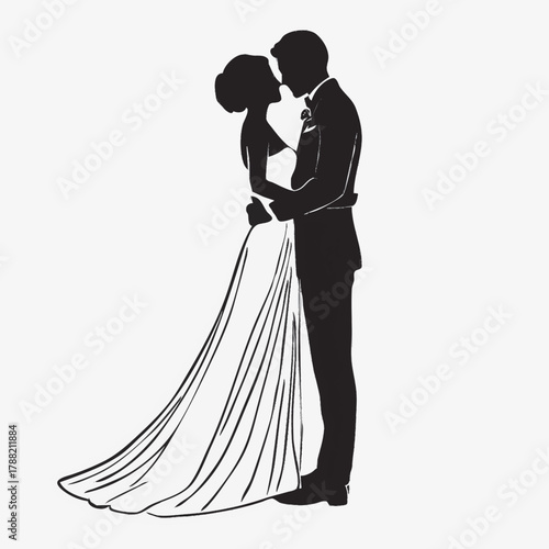 silhouette of bride and groom