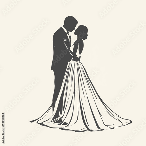 silhouette of bride and groom