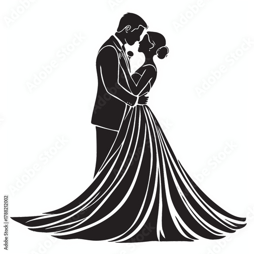bride and groom vector 