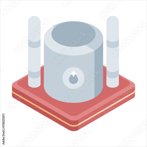 An isometric icon depicts a simplified, modern oil refinery facility.