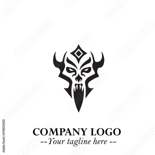 Head of Vampire Logo Symbol in Black on the White Background with Gothic Horror Vector Design