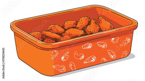Chicken Wings Picture on Orange Container for Stock Photos