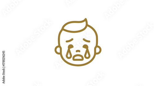 Crying Baby Line Icon Emotional Children Concept Vector Illustration