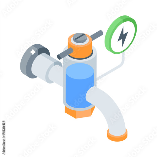 Eco water valve with electric flow controller symbolizing smart utility.