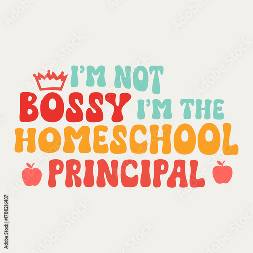 Retro groovy homeschool teacher and mom design with bold vintage typography and playful colorful vibes 4