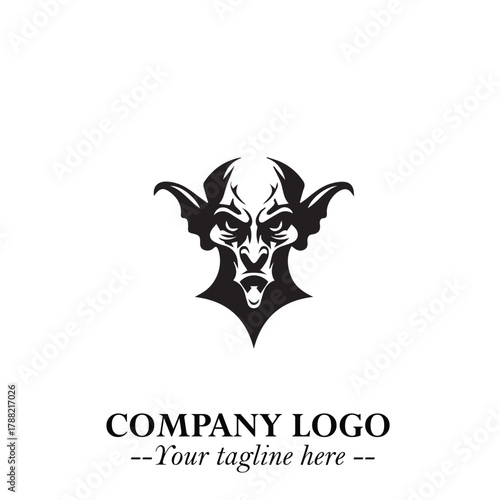 Head of Vampire Logo Symbol in Black on the White Background with Gothic Horror Vector Design