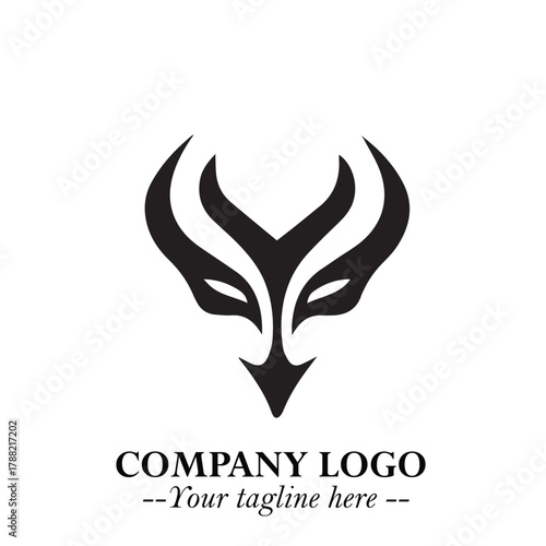 Head of Vampire Logo Symbol in Black on the White Background with Gothic Horror Vector Design